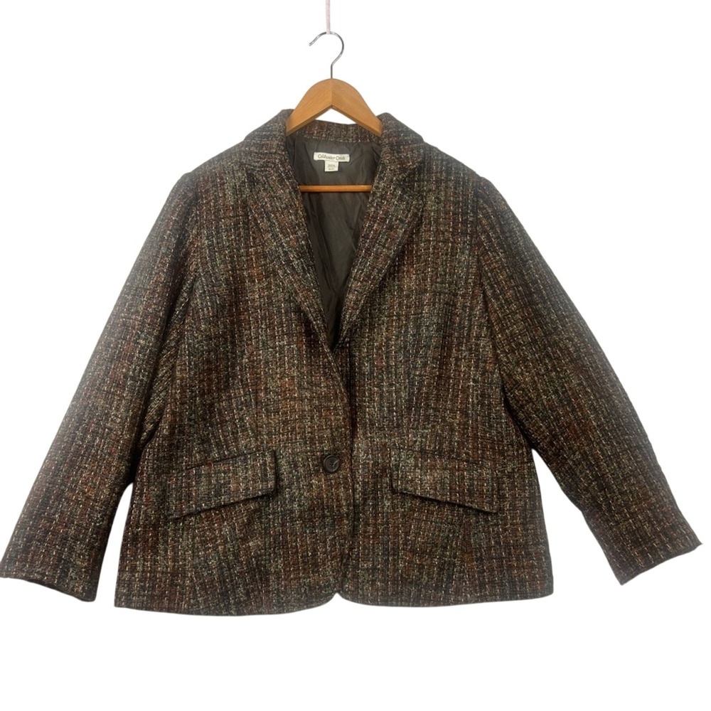 Coldwater Creek Tweed Blazer Jacket Size 20W Multicolor Career Mature